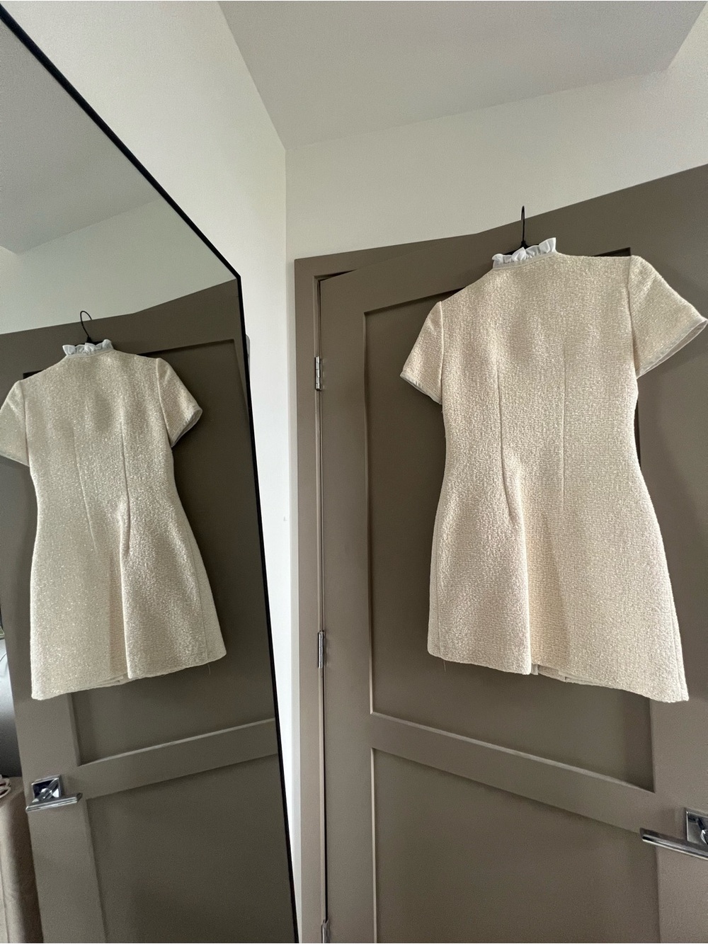 Sandro Cream Tweed Ruffle-Collar Jacket - Picture 6 of 6
